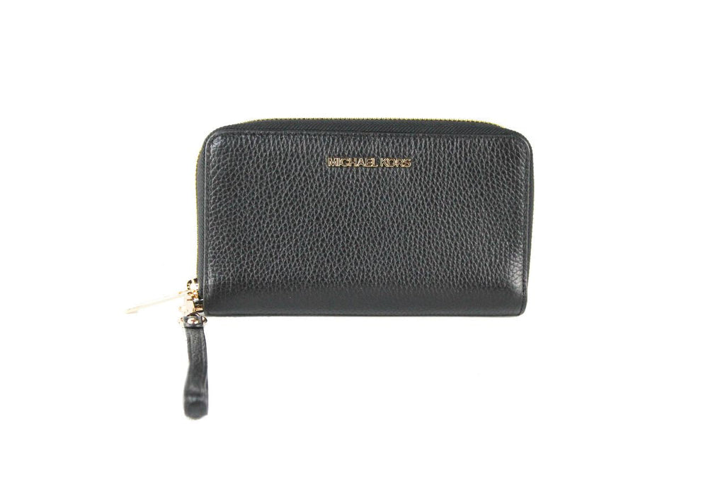 Luxury Leather Wristlet Wallet – Multi-Function Phone Case & Card Holder (Black & Gold) ✨👜