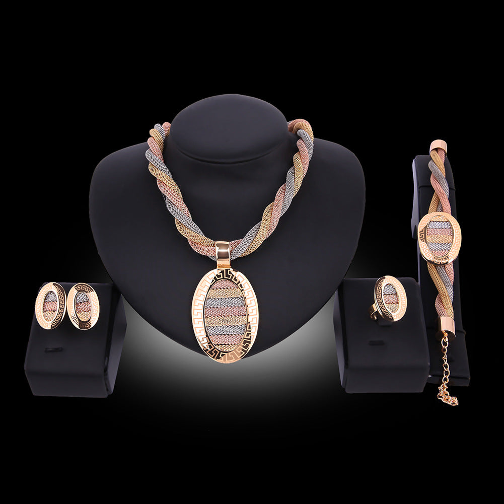 Luxury 4-Piece Bridal Jewelry Set – Necklace & Earrings