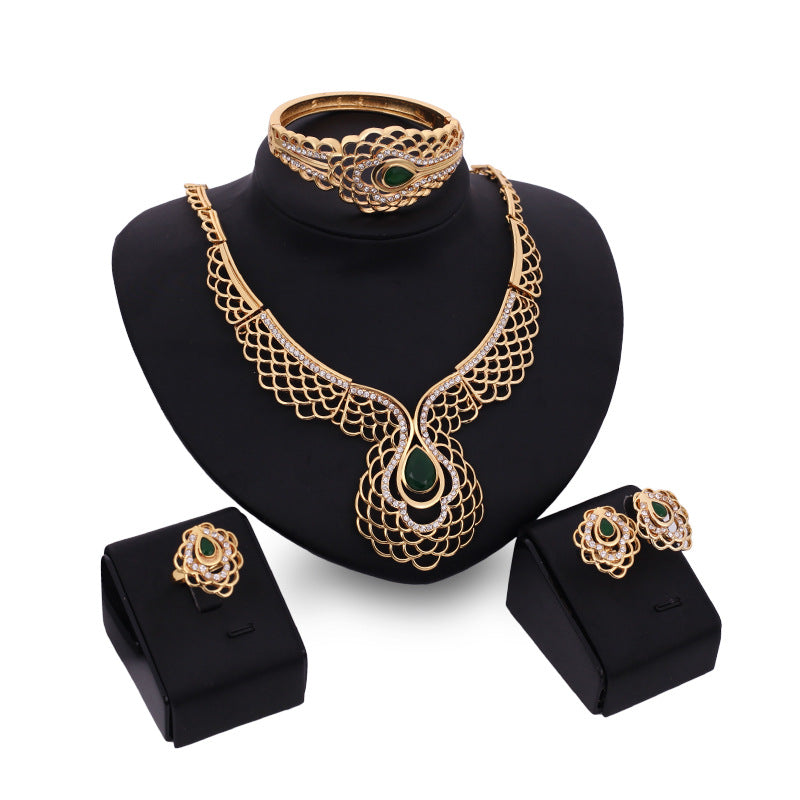 Elegant 4-Piece Bridal Jewelry Set – European Style