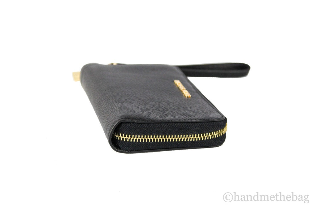 Luxury Leather Wristlet Wallet – Multi-Function Phone Case & Card Holder (Black & Gold) ✨👜