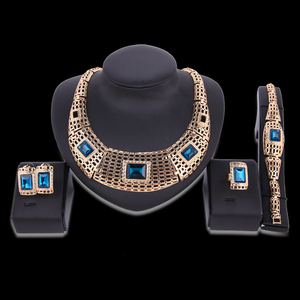 Elegant Gemstone Bridal Jewelry Set – 4-Piece Design