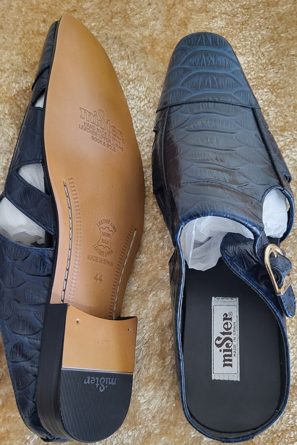 Luxury Italian Croc-Texture Half Shoe Mule – Navy Blue