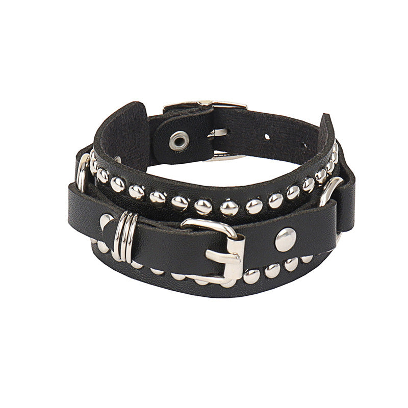 Rivet Leather Couple Bracelet – Rock Style Unisex Wristband