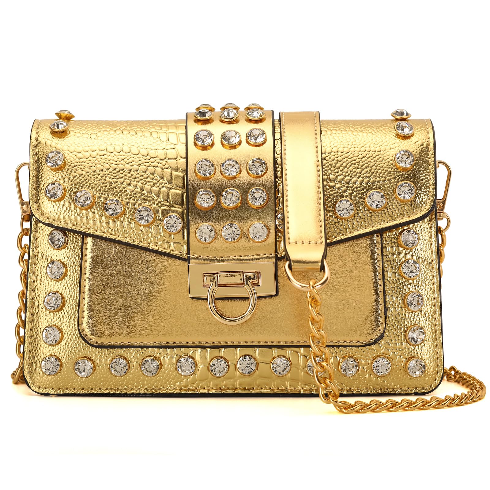Elegant Croc-Print Chain Satchel Bag