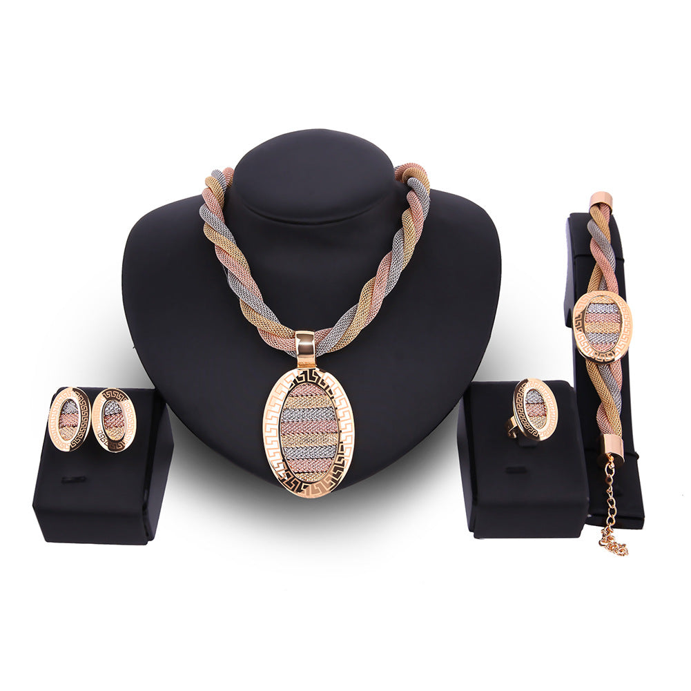 Luxury 4-Piece Bridal Jewelry Set – Necklace & Earrings