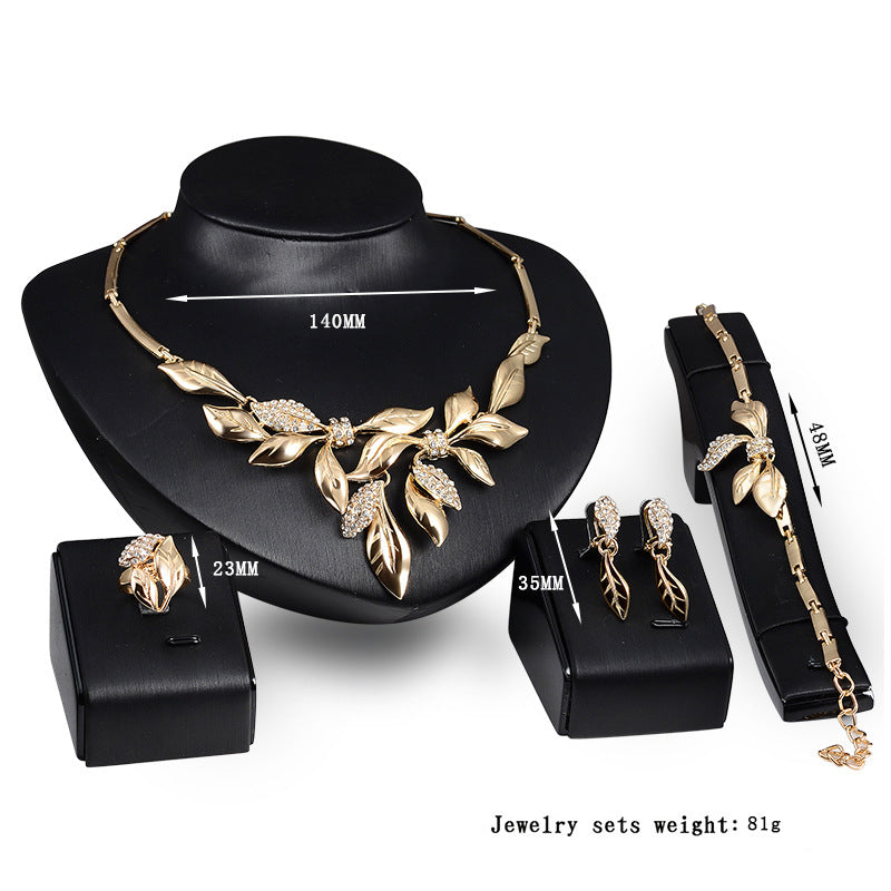 Elegant 4-Piece Bridal Jewelry Set – Necklace & Earrings