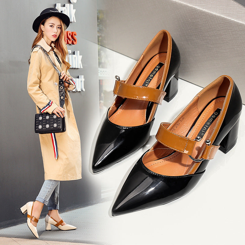 Elegant Block Pointed Toe High Heels,