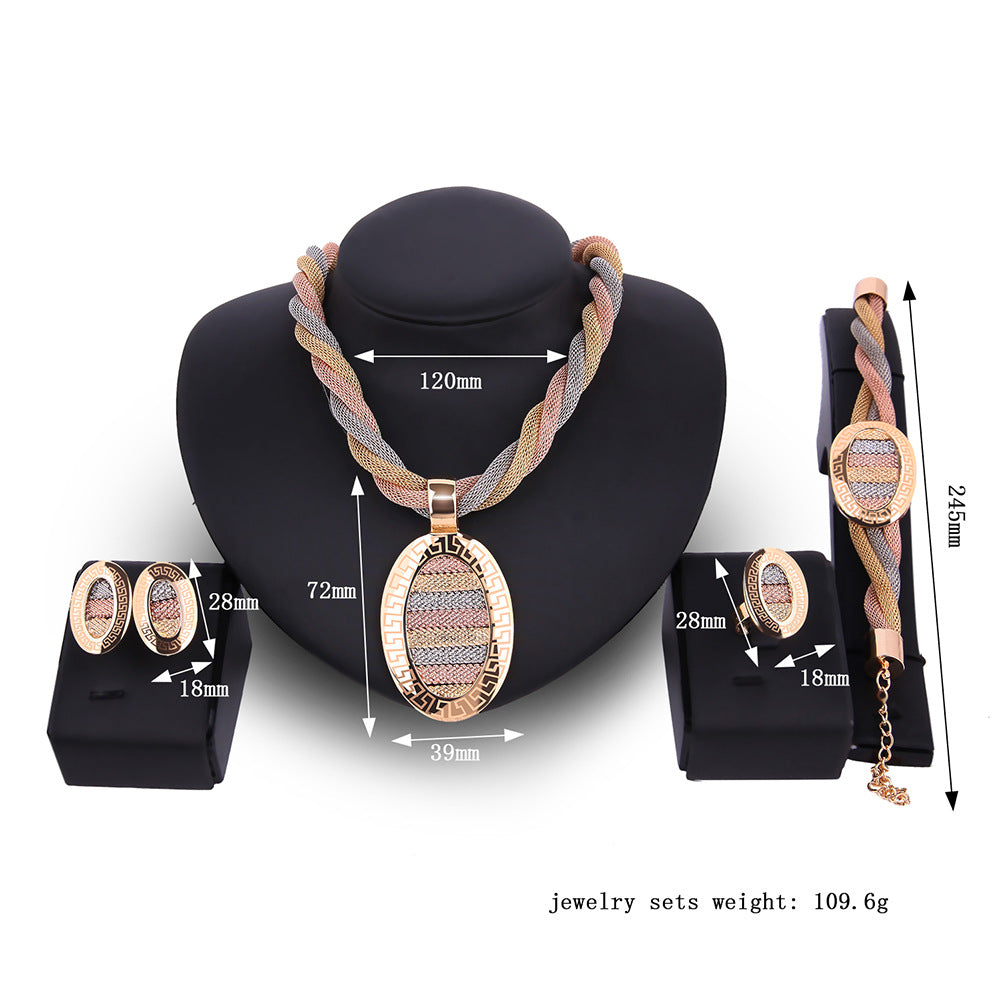 Luxury 4-Piece Bridal Jewelry Set – Necklace & Earrings