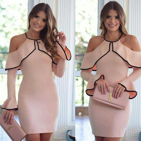 Off-Shoulder Bodycon Dress – Elegant Long Sleeve Style