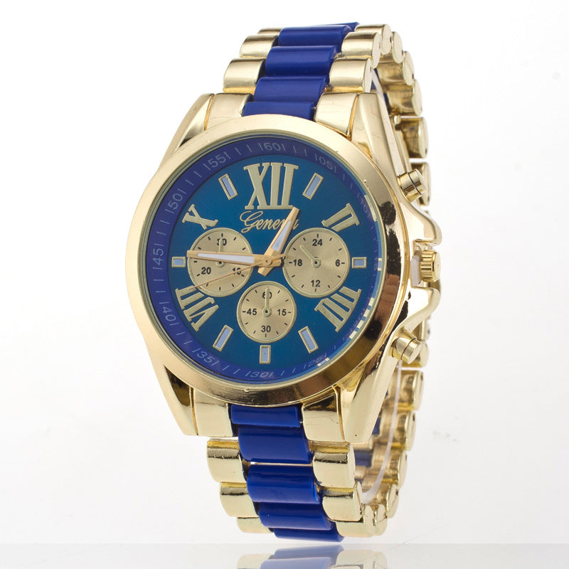 Luxury Three-Dial Steel Watch – Geneva Style