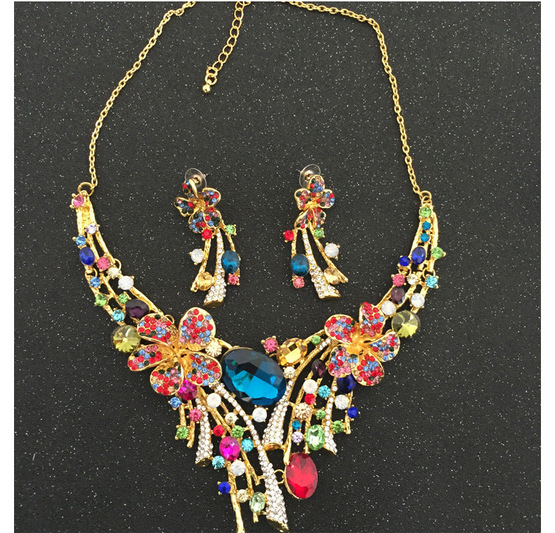 Luxury Colorful Crystal Jewelry Set – Necklace & Earrings