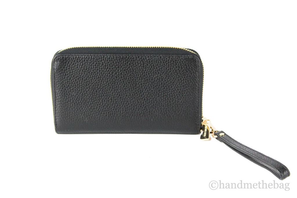Luxury Leather Wristlet Wallet – Multi-Function Phone Case & Card Holder (Black & Gold) ✨👜