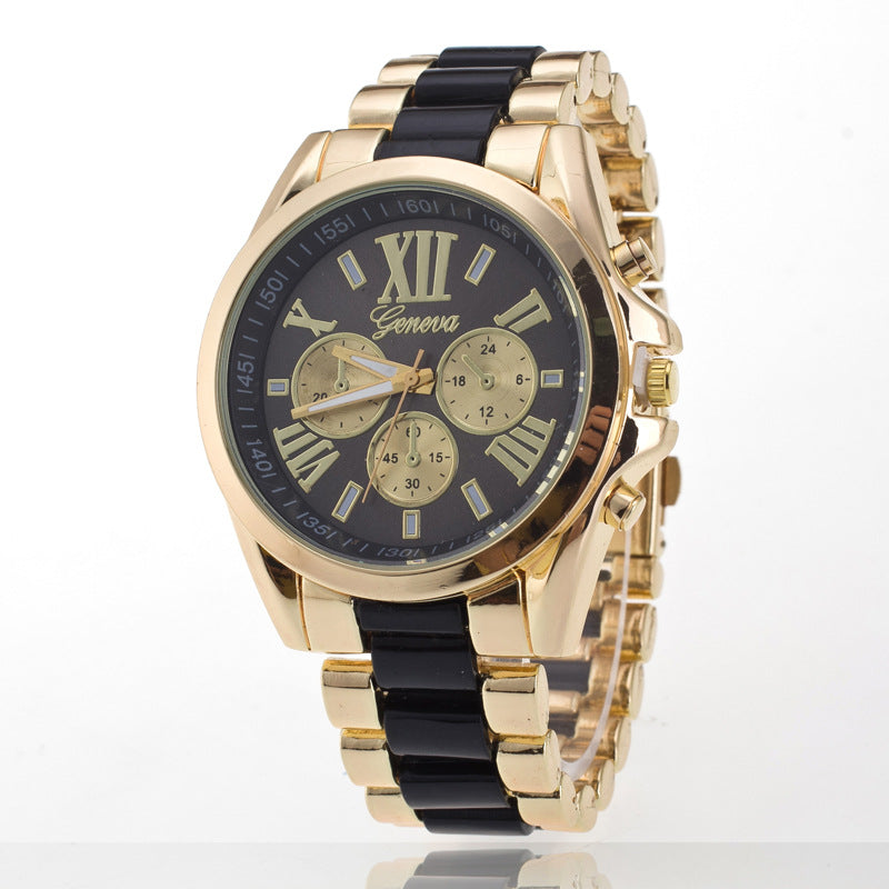 Luxury Three-Dial Steel Watch – Geneva Style