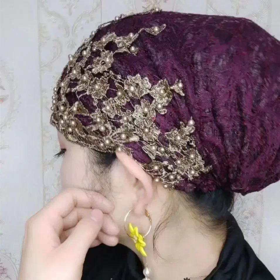 Elegant Beaded Headwrap Scarf