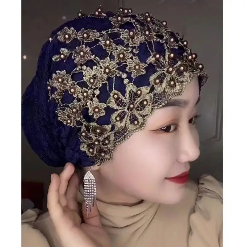 Elegant Beaded Headwrap Scarf