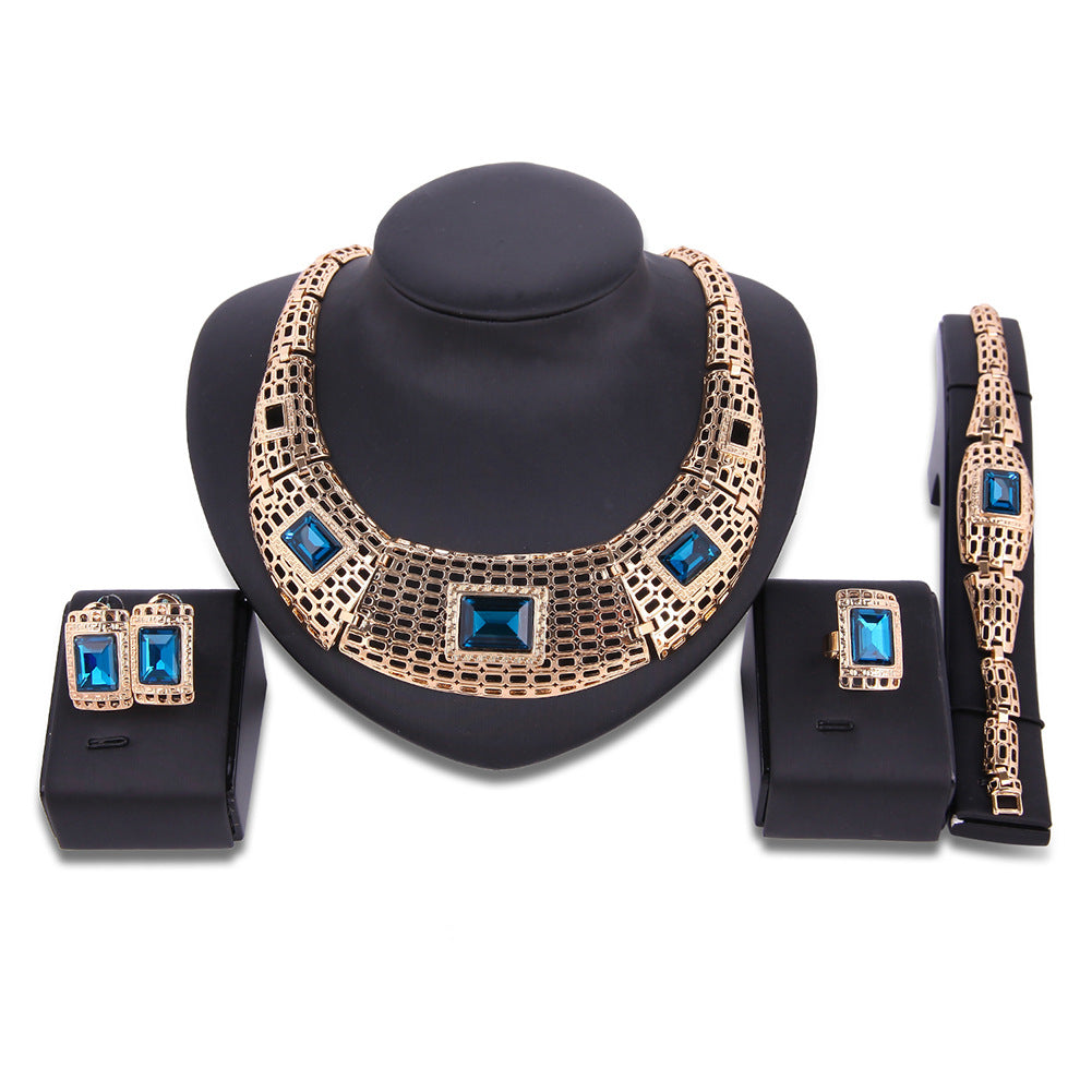 Elegant Gemstone Bridal Jewelry Set – 4-Piece Design