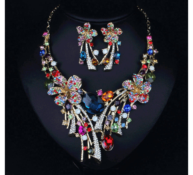 Luxury Colorful Crystal Jewelry Set – Necklace & Earrings