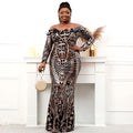 Elegant Plus Size Sequin Evening Gown – Long Sleeve Party Dress