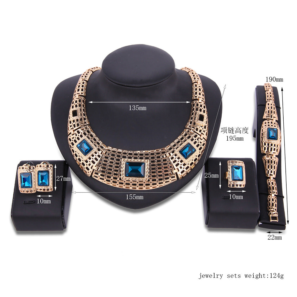 Elegant Gemstone Bridal Jewelry Set – 4-Piece Design